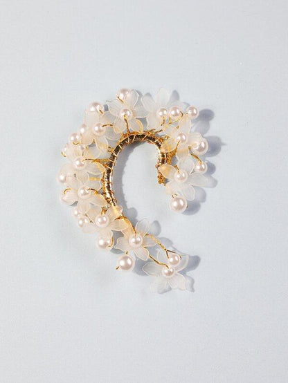 1pc Faux Pearl & Flower Decor Ear Wrap for Women