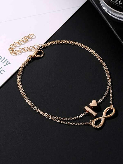 1pc Heart & Infinity Decor Layered Bracelet for Women
