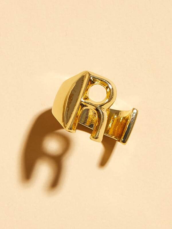 1pc Letter Decor Cuff Ring for Women