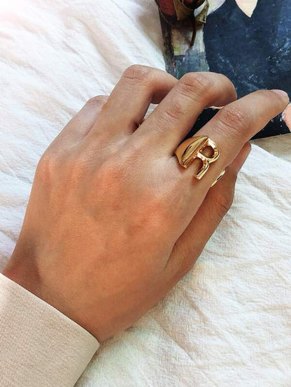 1pc Letter Decor Cuff Ring for Women