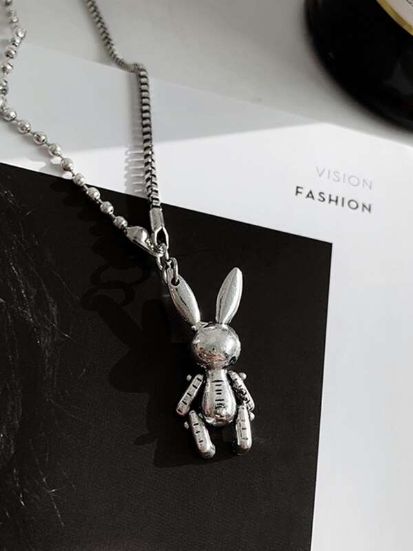 1pc Metal Rabbit Pendant Necklace for Women