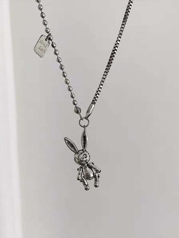 1pc Metal Rabbit Pendant Necklace for Women