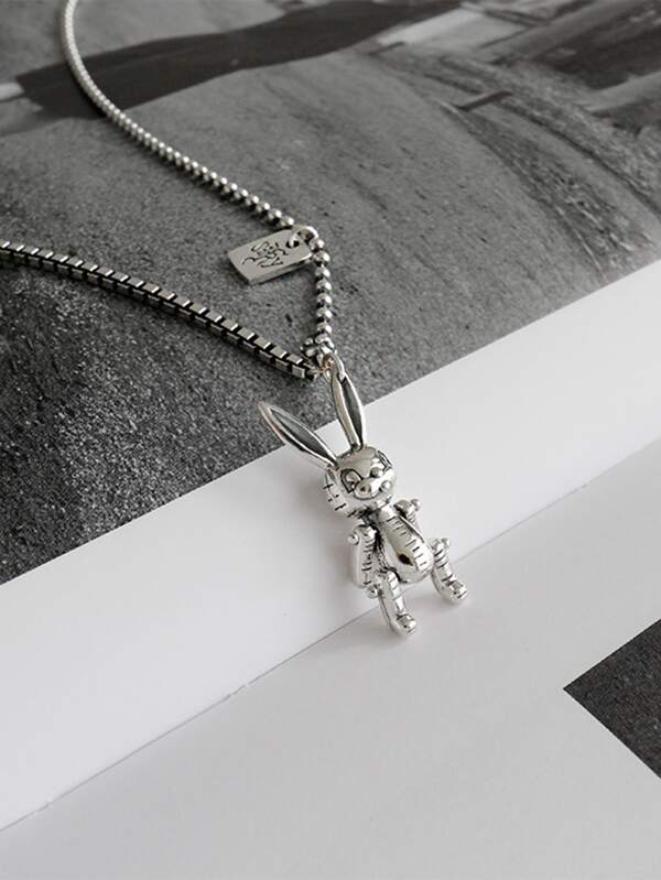1pc Metal Rabbit Pendant Necklace for Women