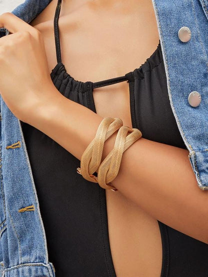 1pc Multi-layered Metal Mesh Bracelet for Women