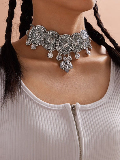 1pc Rhinestone Charm Chain Choker for Women
