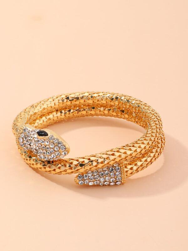 1pc Rhinestone Decor Serpentine Bangle for Women