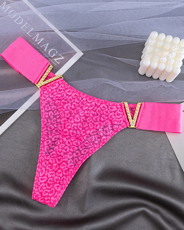 V-Neck Rhinestone Lace Panties（9 Pieces）