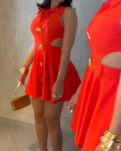 Waist Hollow Mini Dress