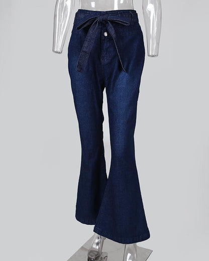 Denim High Waist Bell-Bottom Jeans