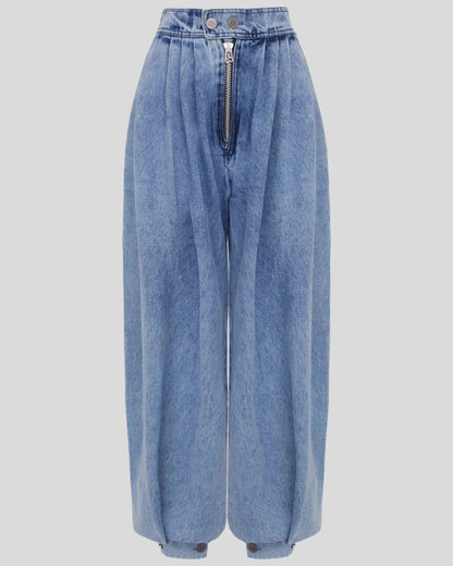 High Waist Zipper Cuffs Casual Retro Loose Jeans