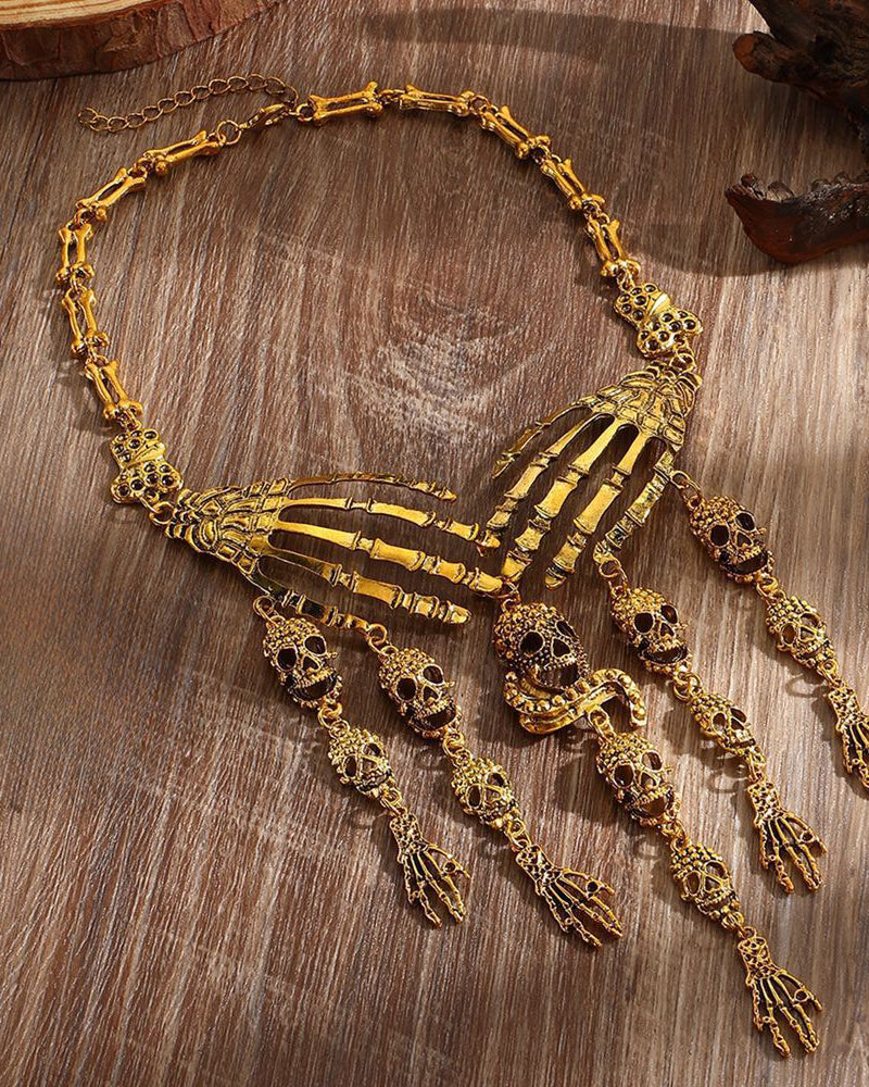 Skull Claw Tassel Necklace Set