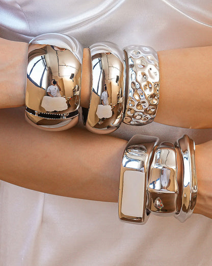 Wide Metal Geometric Bracelet