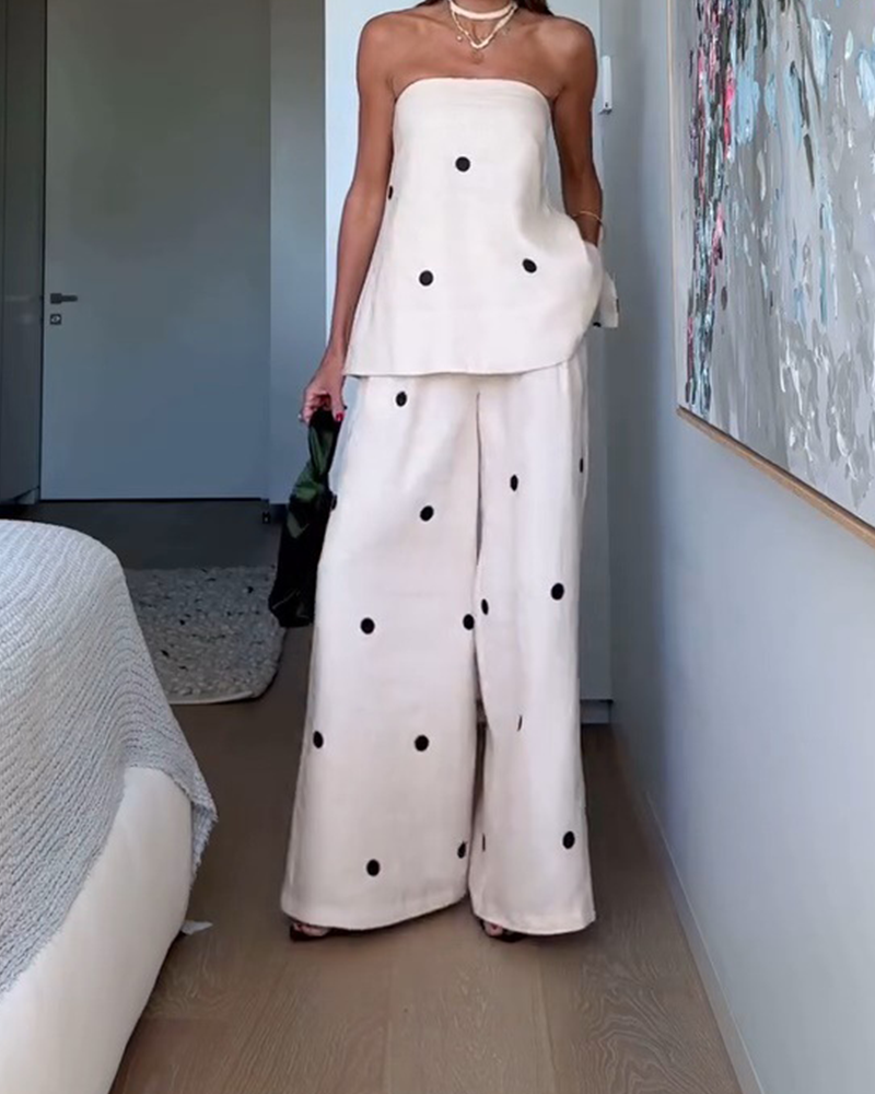 Tube Top Casual Loose Pants Set