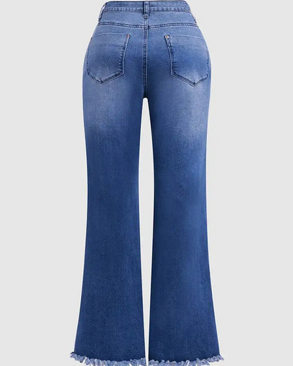 High-Stretch Embroidered Flared Jeans