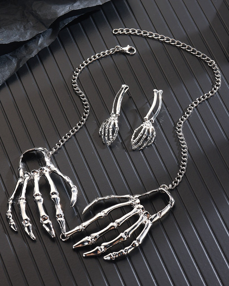 Skeleton Hand Pendant Necklace Set