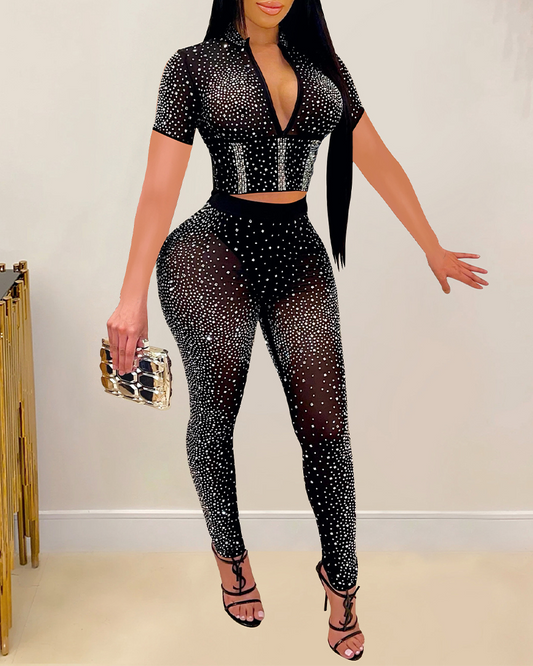 Mesh Diamond Slim Fit Stretch Suit