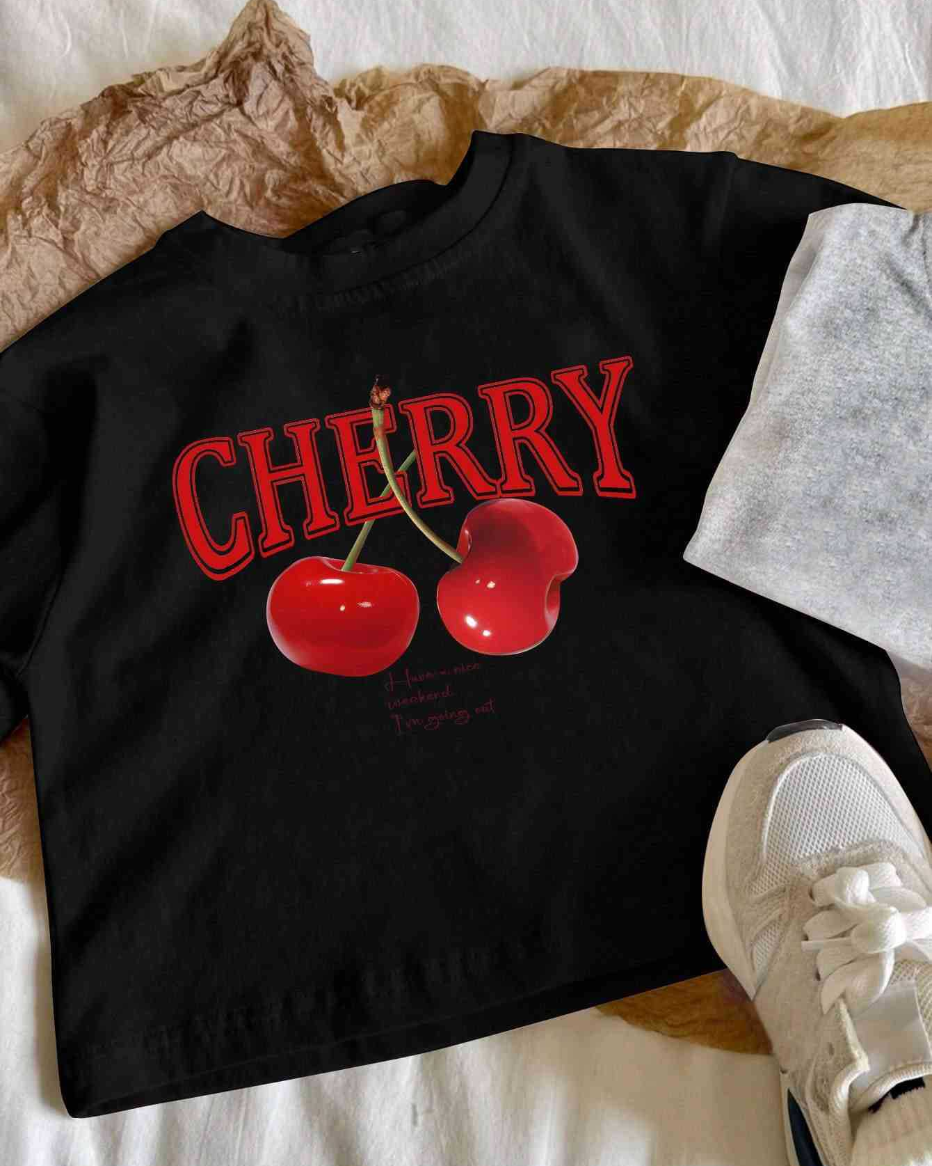 Y2K Fruit Cherry Print T-shirt