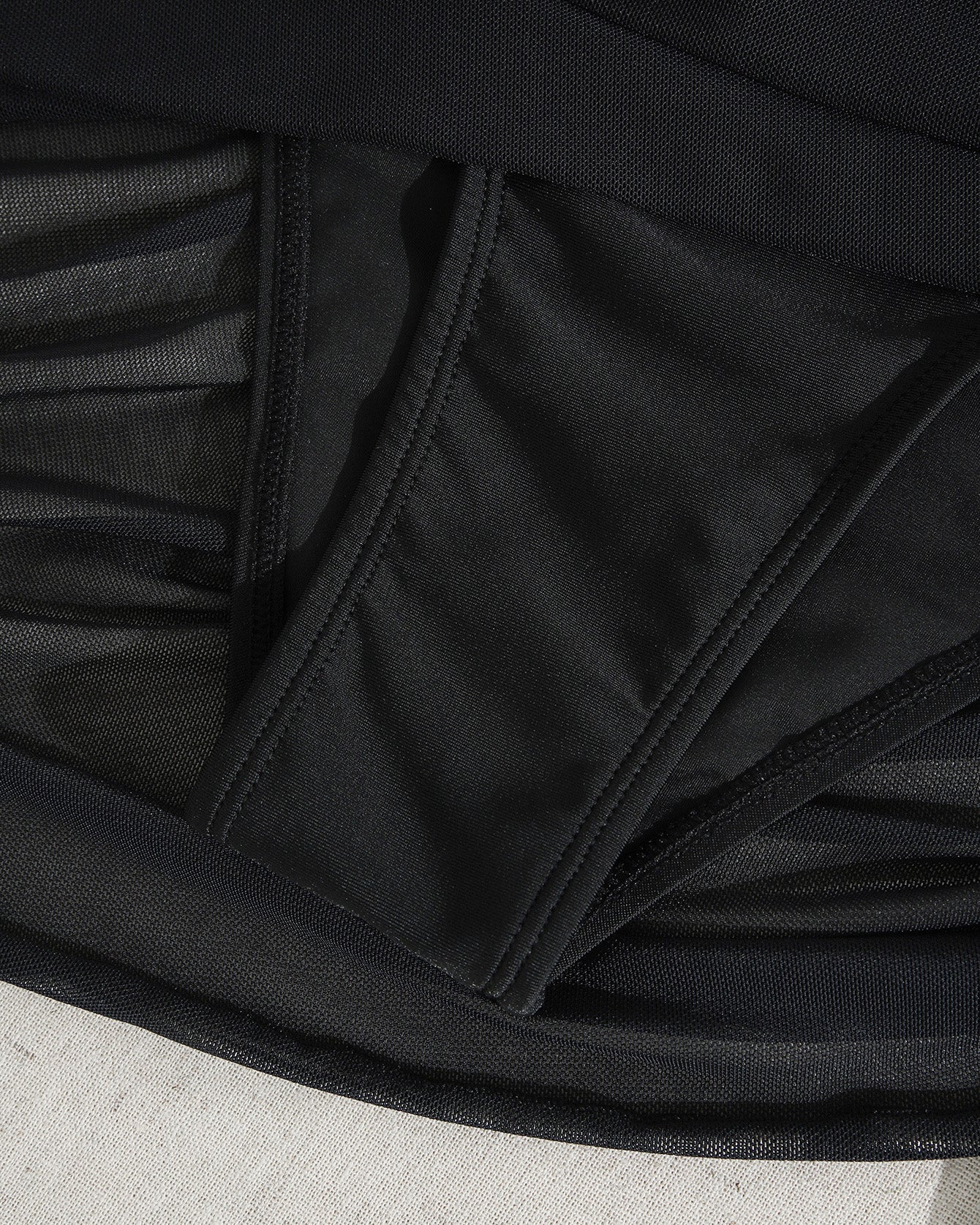 Mesh Splicing Drawstring One-Piece Bikini Swimsuit