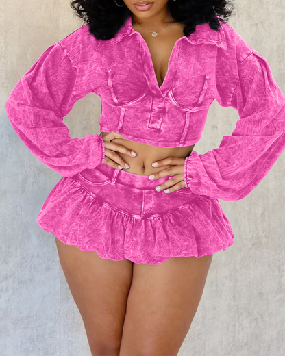 Slim Fit Mini Skirt Suit