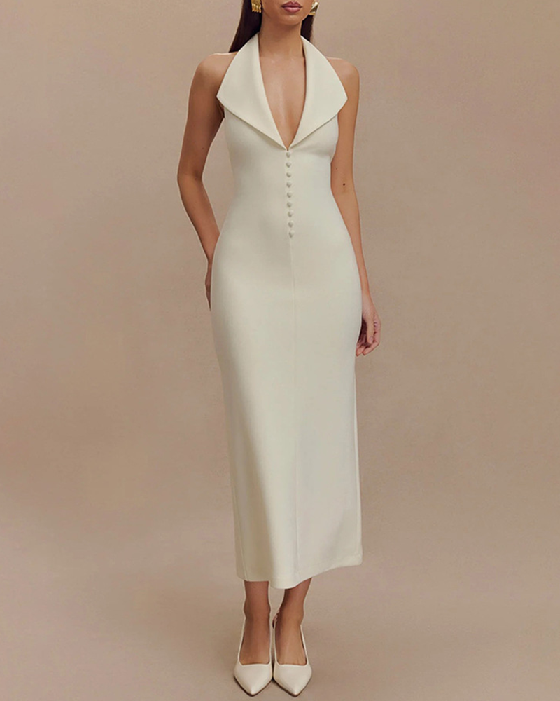 Halter Neck Lapel Hip Dress