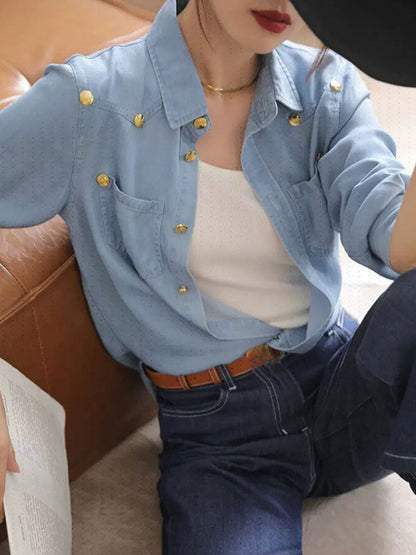 Jocelyn Vintage Lapel Denim Shirt