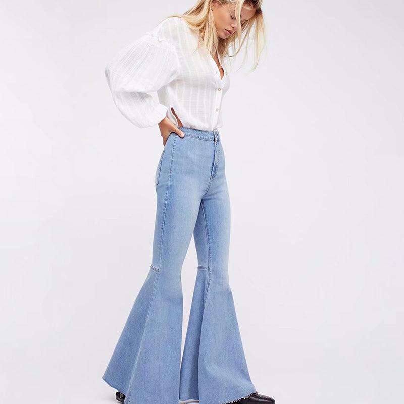 Vaqueros acampanados elásticos de estilo casual y elegante para mujer