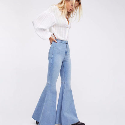 Vaqueros acampanados elásticos de estilo casual y elegante para mujer