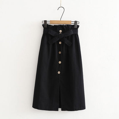 Falda de algodón de un solo pecho, cintura alta, color liso, estilo casual para mujer