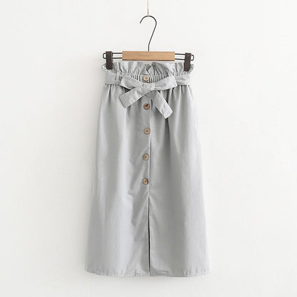 Falda de algodón de un solo pecho, cintura alta, color liso, estilo casual para mujer