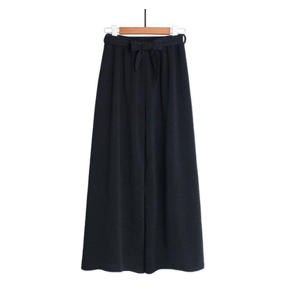 Women Casual Style Solid Color High-waisted Elastic Waistline Leisure Pants