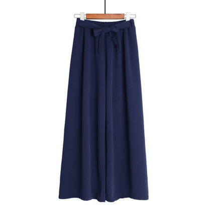 Women Casual Style Solid Color High-waisted Elastic Waistline Leisure Pants