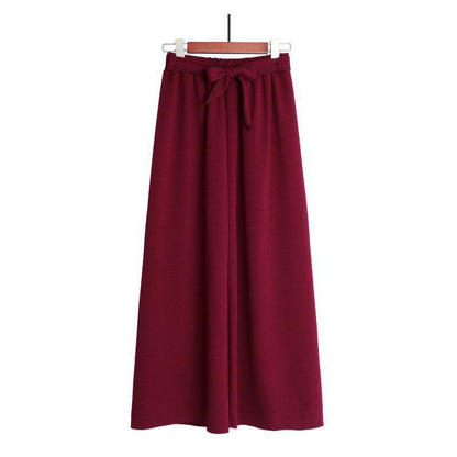 Women Casual Style Solid Color High-waisted Elastic Waistline Leisure Pants