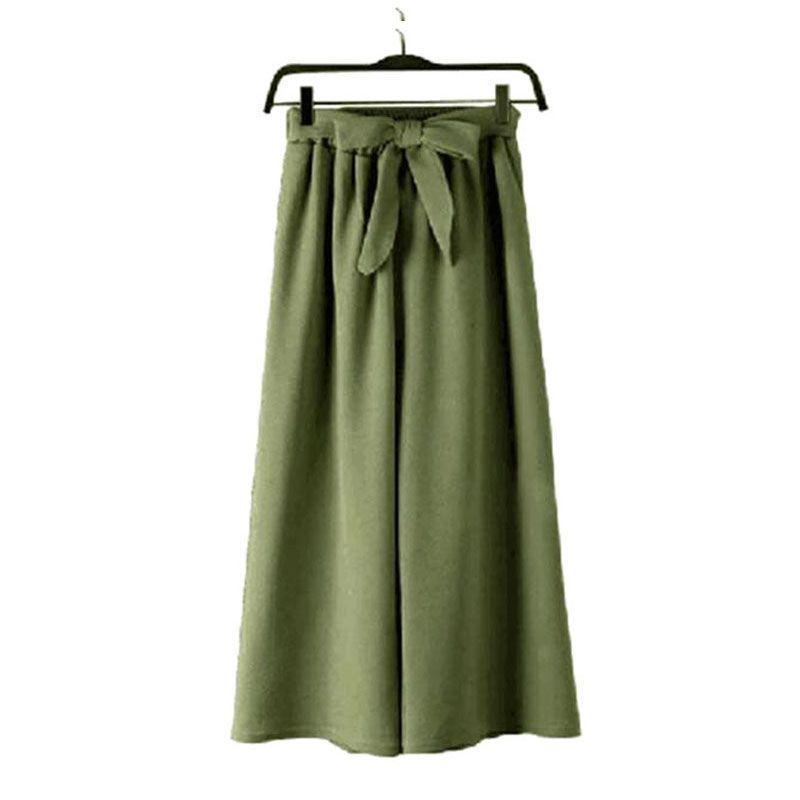 Women Casual Style Solid Color High-waisted Elastic Waistline Leisure Pants