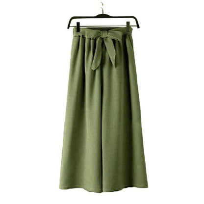 Women Casual Style Solid Color High-waisted Elastic Waistline Leisure Pants
