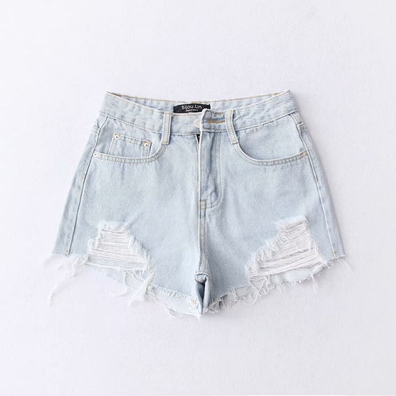 Pantalones cortos vaqueros rasgados con estampado holgado y sexy para mujer