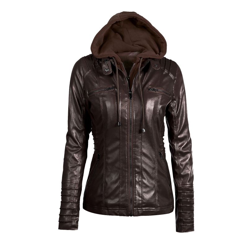 Chaqueta de cuero PU con cremallera de manga larga estilo punk para mujer