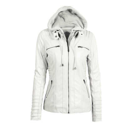 Chaqueta de cuero PU con cremallera de manga larga estilo punk para mujer