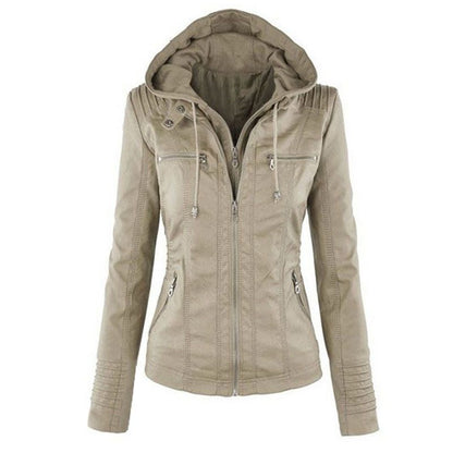 Chaqueta de cuero PU con cremallera de manga larga estilo punk para mujer