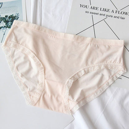 Solid Color Classic Medium-waited Women Casual Lace Bordering Underwear