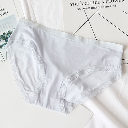 Solid Color Classic Medium-waited Women Casual Lace Bordering Underwear