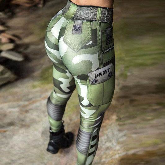 Leggings deportivos casuales con estampado de camuflaje único de tallas S a XL