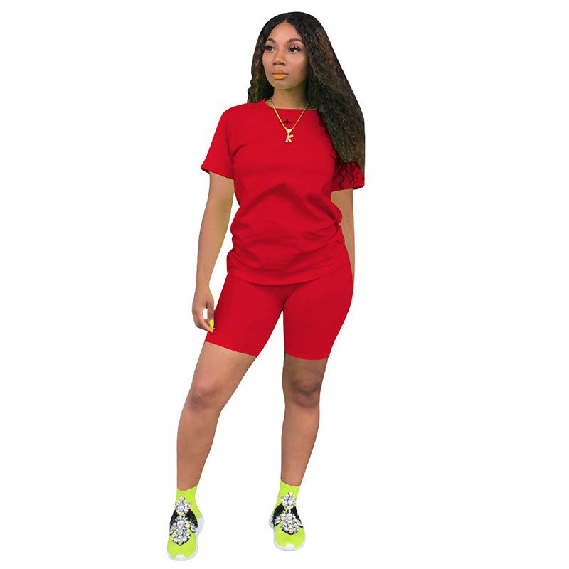 Conjunto de dos piezas de camiseta informal de color neón con pantalones cortos sueltos, tallas S-2XL