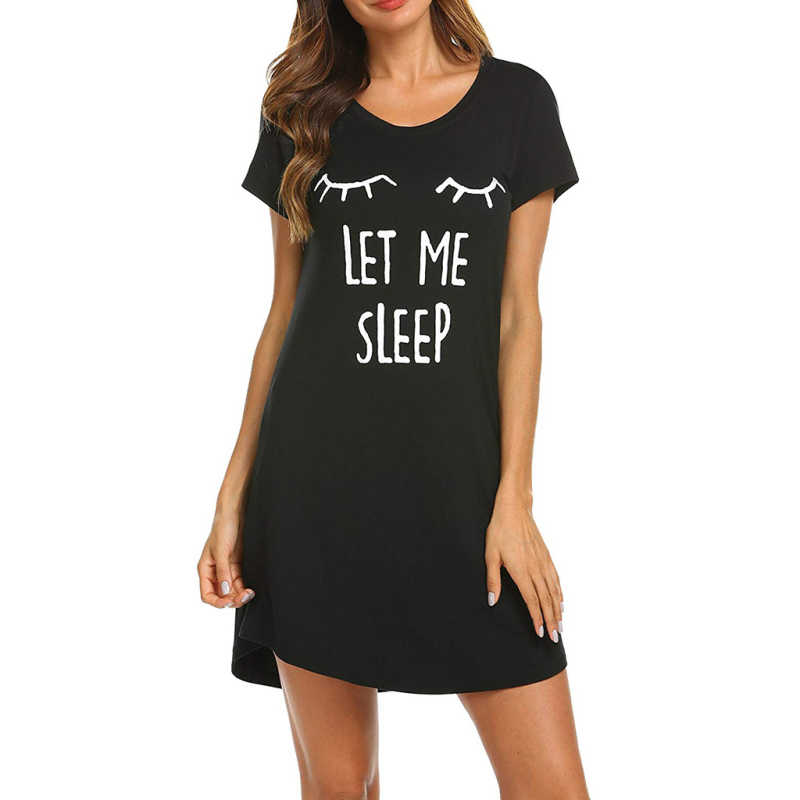 S-XXL Fashion Women Cartoon Pattern Casual Short Sleeve Comfy Nightdress