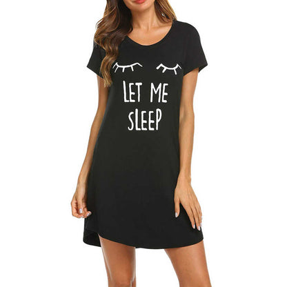 S-XXL Fashion Women Cartoon Pattern Casual Short Sleeve Comfy Nightdress