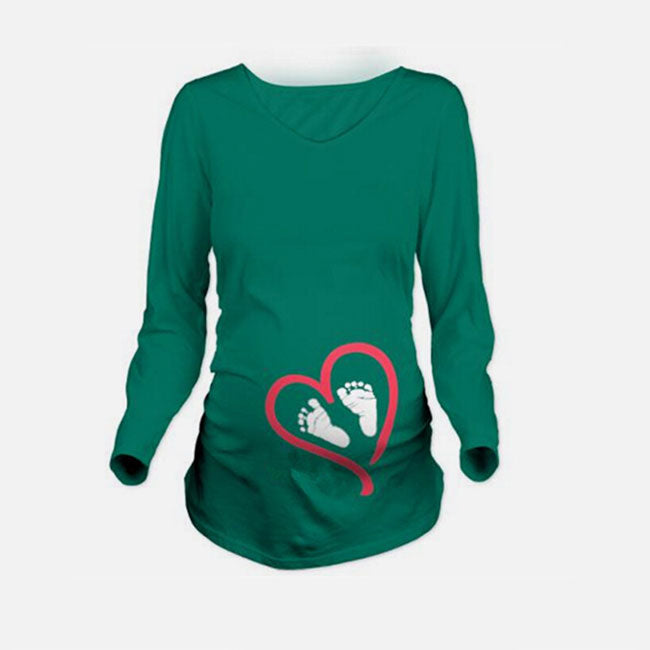 S-XXL Long Sleeve Cartoon Pattern Casual Pregnant Top