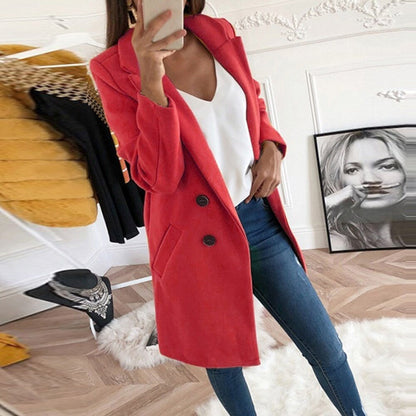 Blazer informal con botones y solapa de color liso para mujer tallas S-5XL