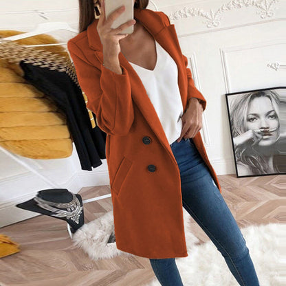 Blazer informal con botones y solapa de color liso para mujer tallas S-5XL