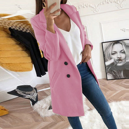 Blazer informal con botones y solapa de color liso para mujer tallas S-5XL