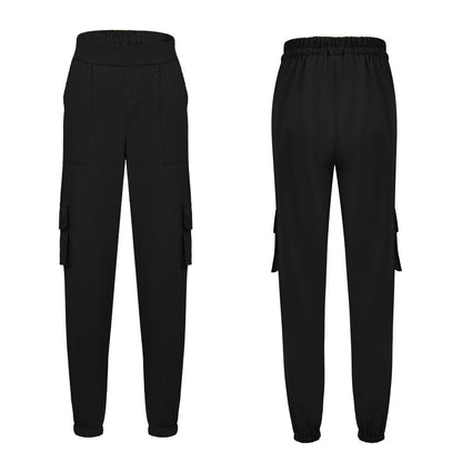S-XL Women Solid Color Pocket Design Casual Jogger Pants