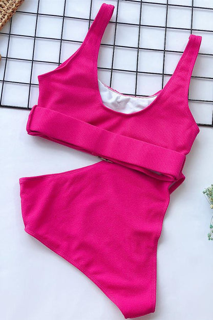 Conjunto de bikini sexy de nailon de dos piezas con parches sólidos para adultos.